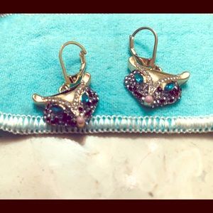 Gold studded fox earrings